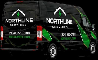 Van with a full wrap, angled view showing side and rear
