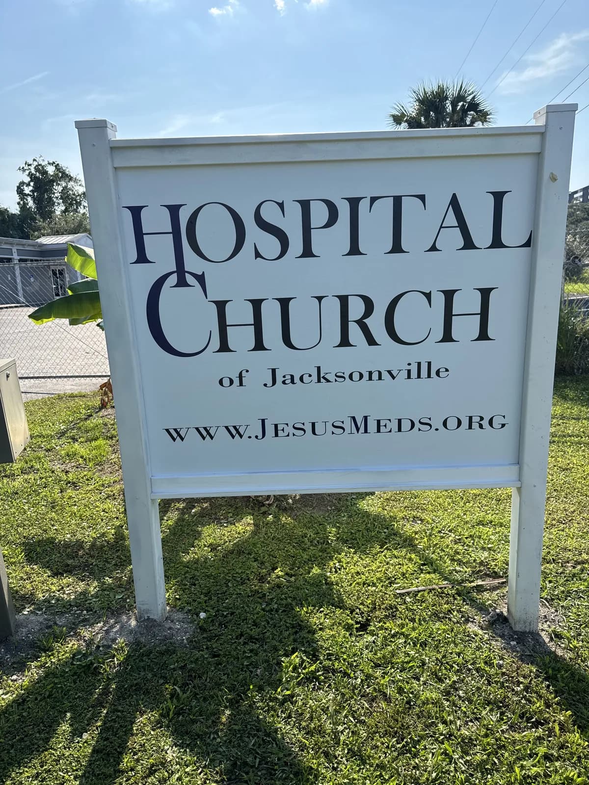 Post-mounted sign for a church in Jacksonville